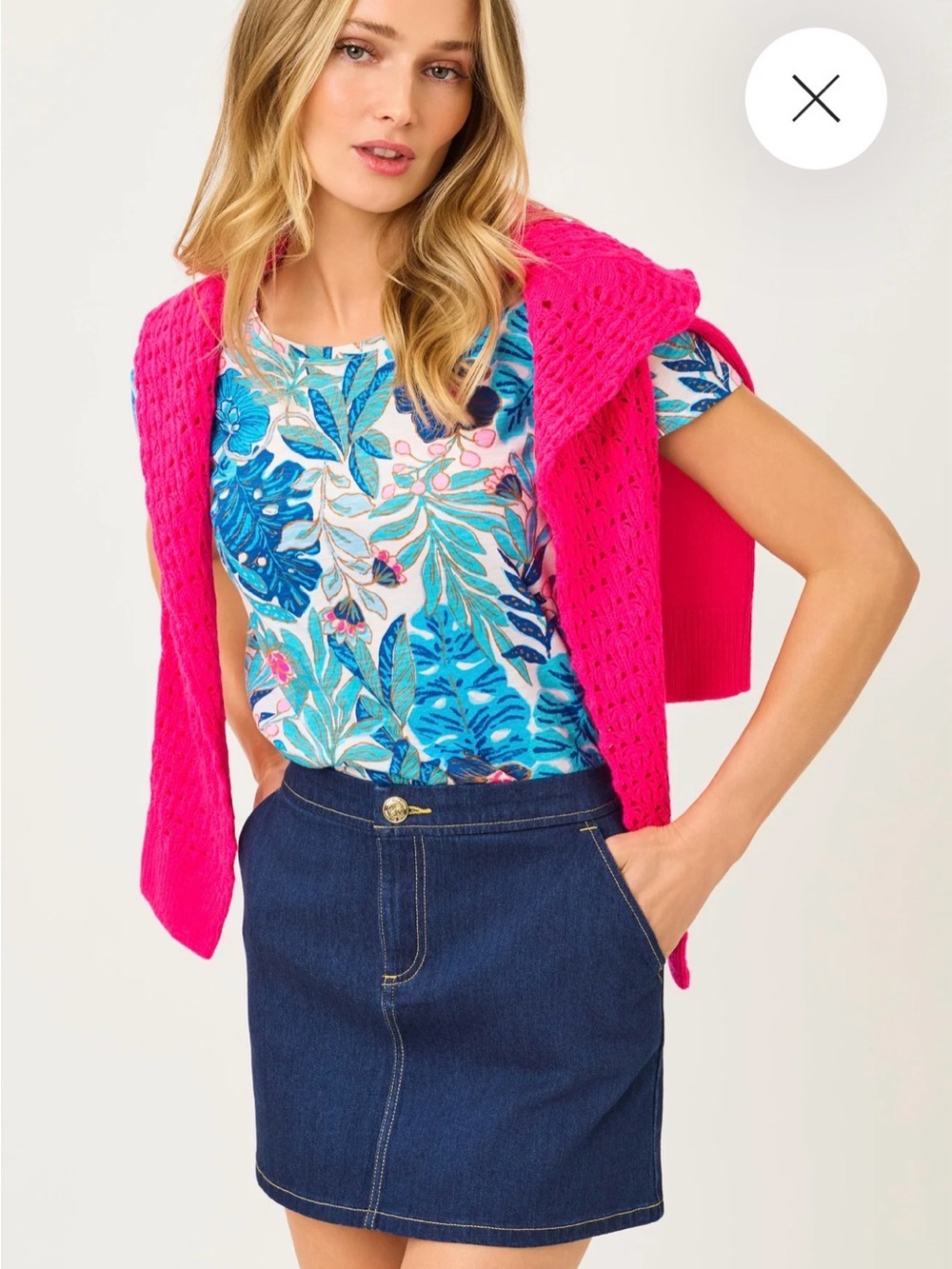 Lilly Pulitzer Collette Dark Blue Stretch Denim Mini Skirt, Sz 4